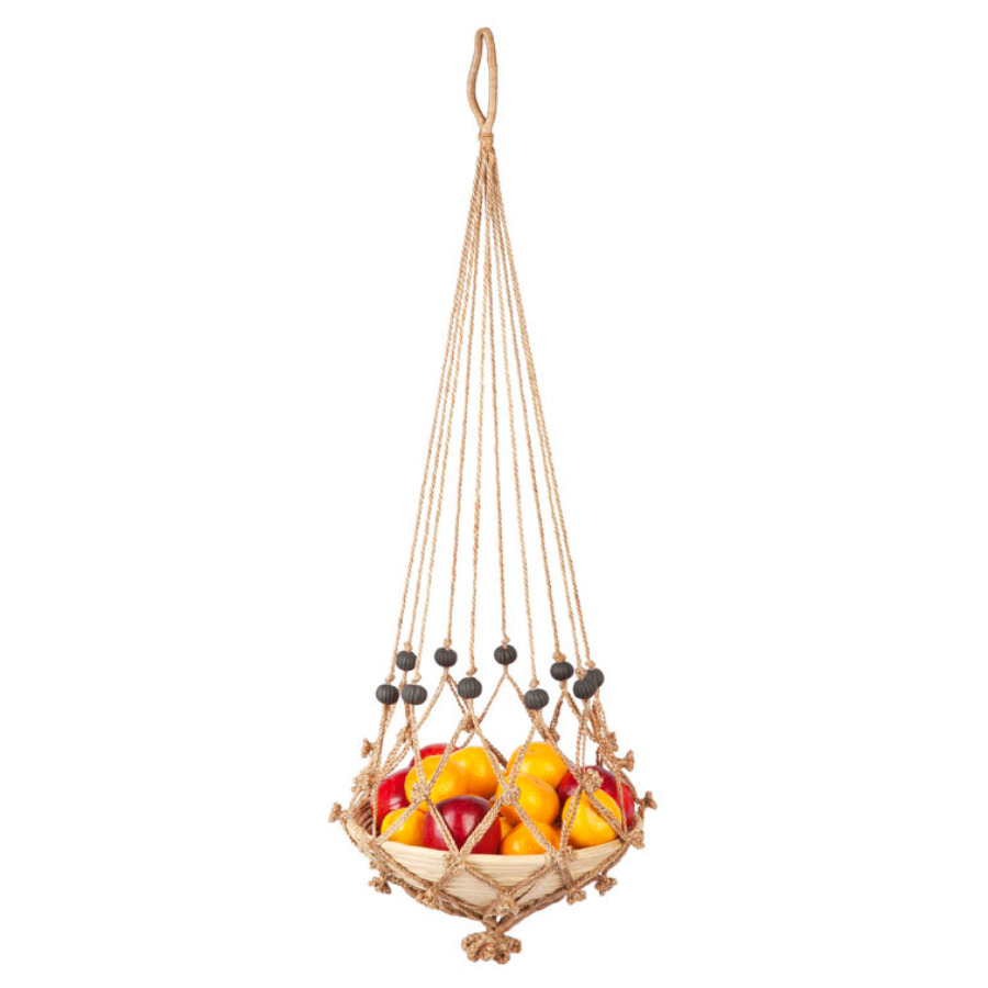 Set Of 4 Sika Black Beads Handmade Macrame Jute rope Plant Hanger & Pot Holder - 105 cm - Fab Habitat , Macrame Plant hanger, 