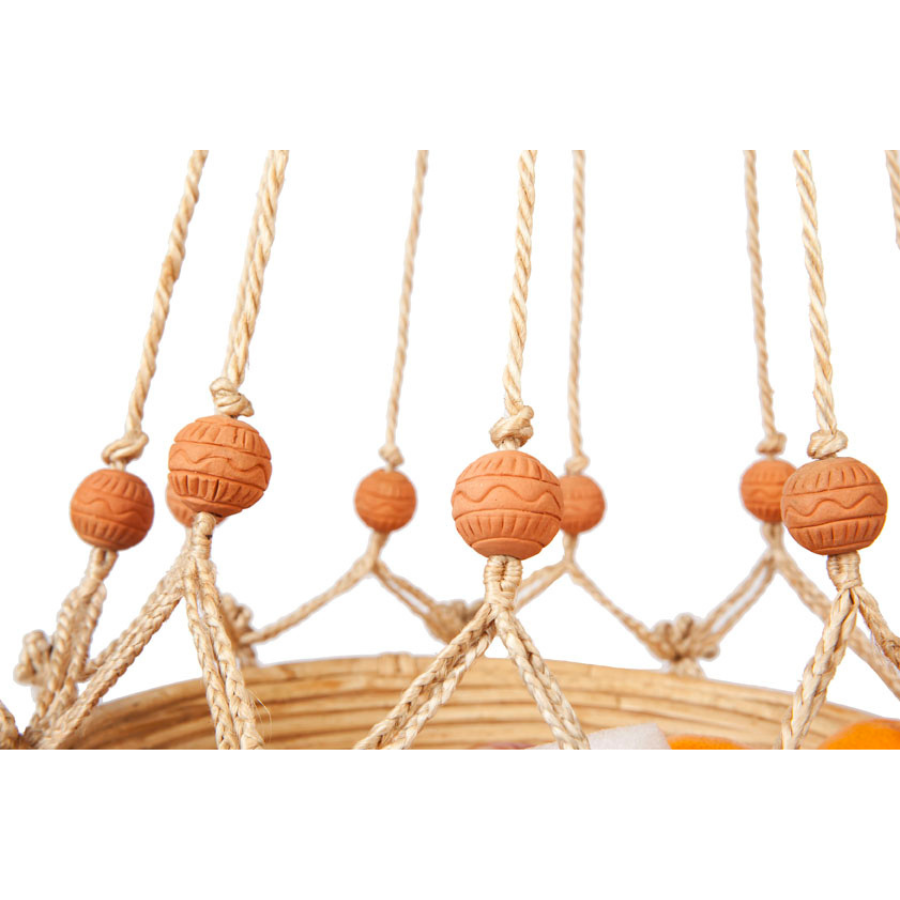 Set of 2 Sika Red Beads Handmade Macrame Jute Plant Hanger and Pot Holder - 105 cm - Fab Habitat , Macrame Plant hanger, 