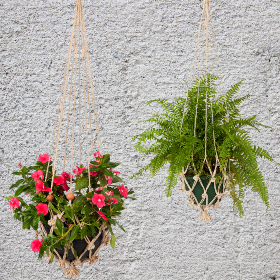 Set Of 4 Sika Red Beads Handmade Macrame Jute Plant Hanger & Pot Holder - 105 cm - Fab Habitat , Macrame Plant hanger, [product_size],