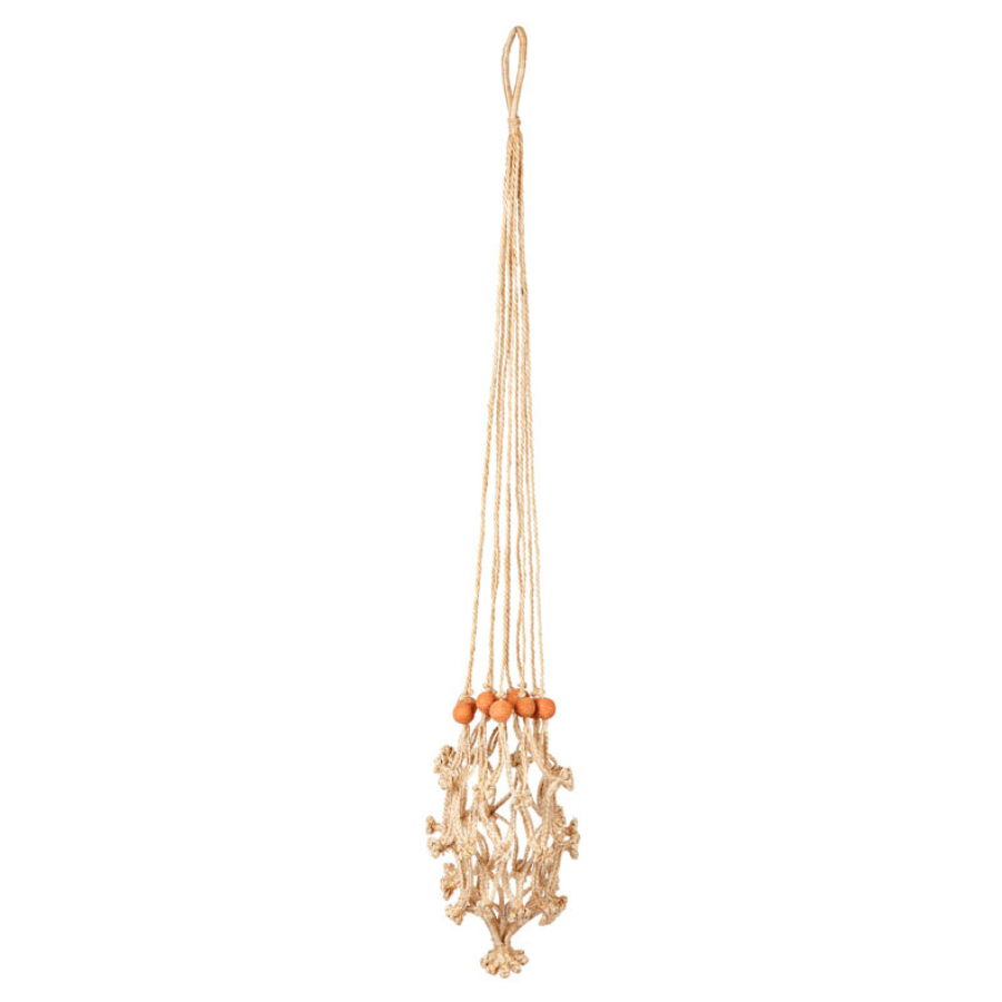 Set Of 4 Sika Red Beads Handmade Macrame Jute Plant Hanger & Pot Holder - 105 cm - Fab Habitat , Macrame Plant hanger, 