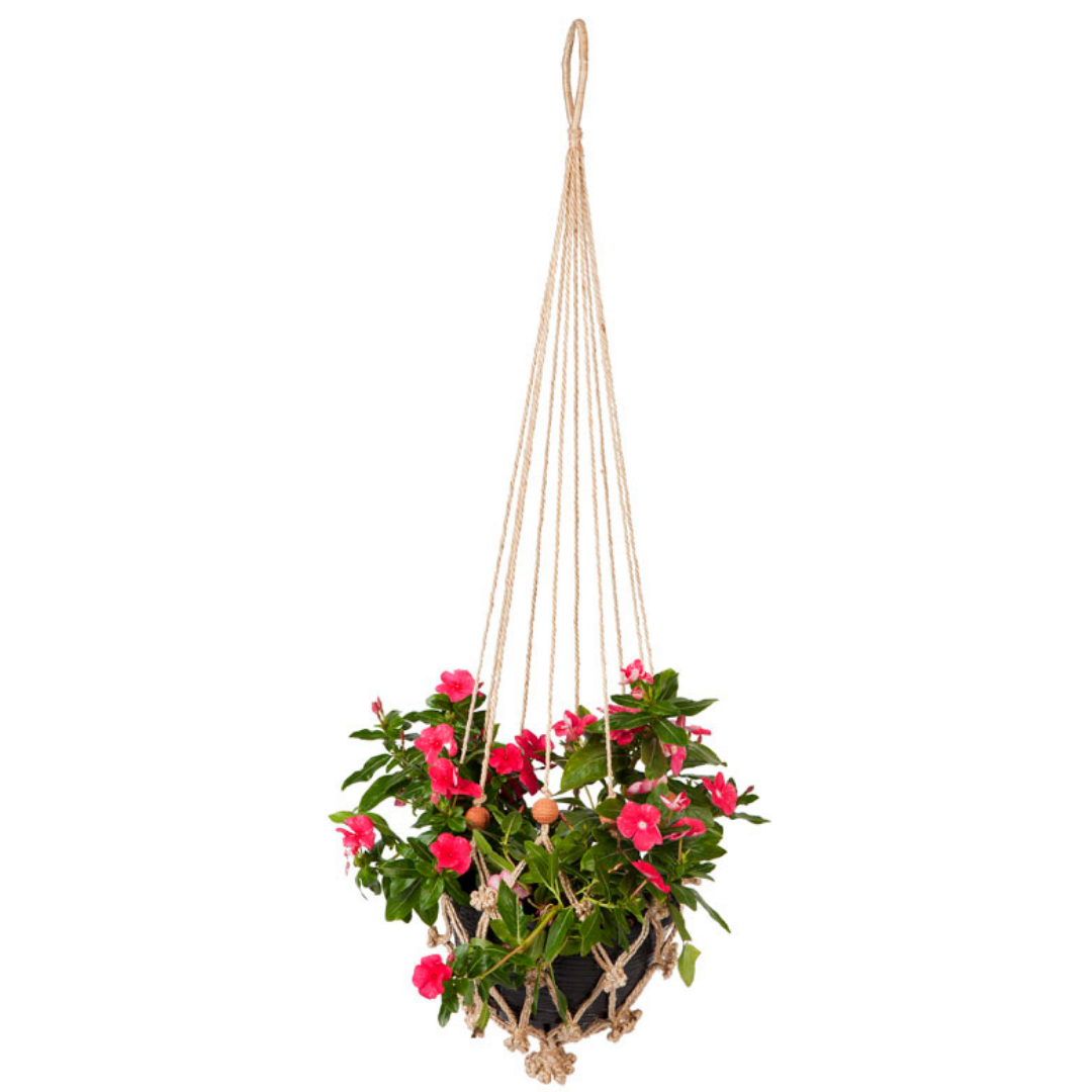 Set Of 4 Sika Red Beads Handmade Macrame Jute Plant Hanger & Pot Holder - 105 cm - Fab Habitat , Macrame Plant hanger, 