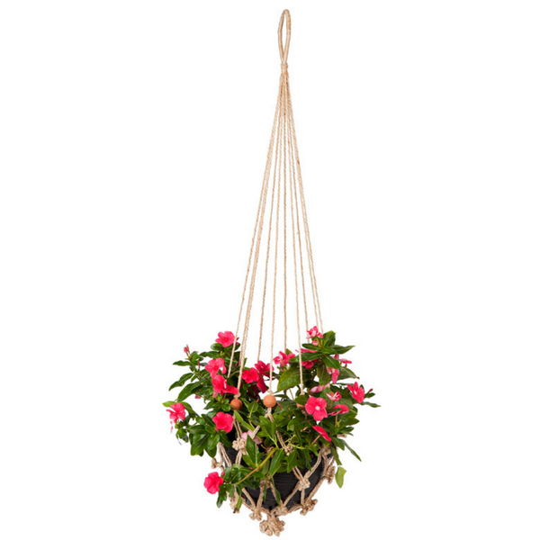 Set Of 4 Sika Red Beads Handmade Macrame Jute Plant Hanger & Pot Holder - 105 cm - Fab Habitat , Macrame Plant hanger, 
