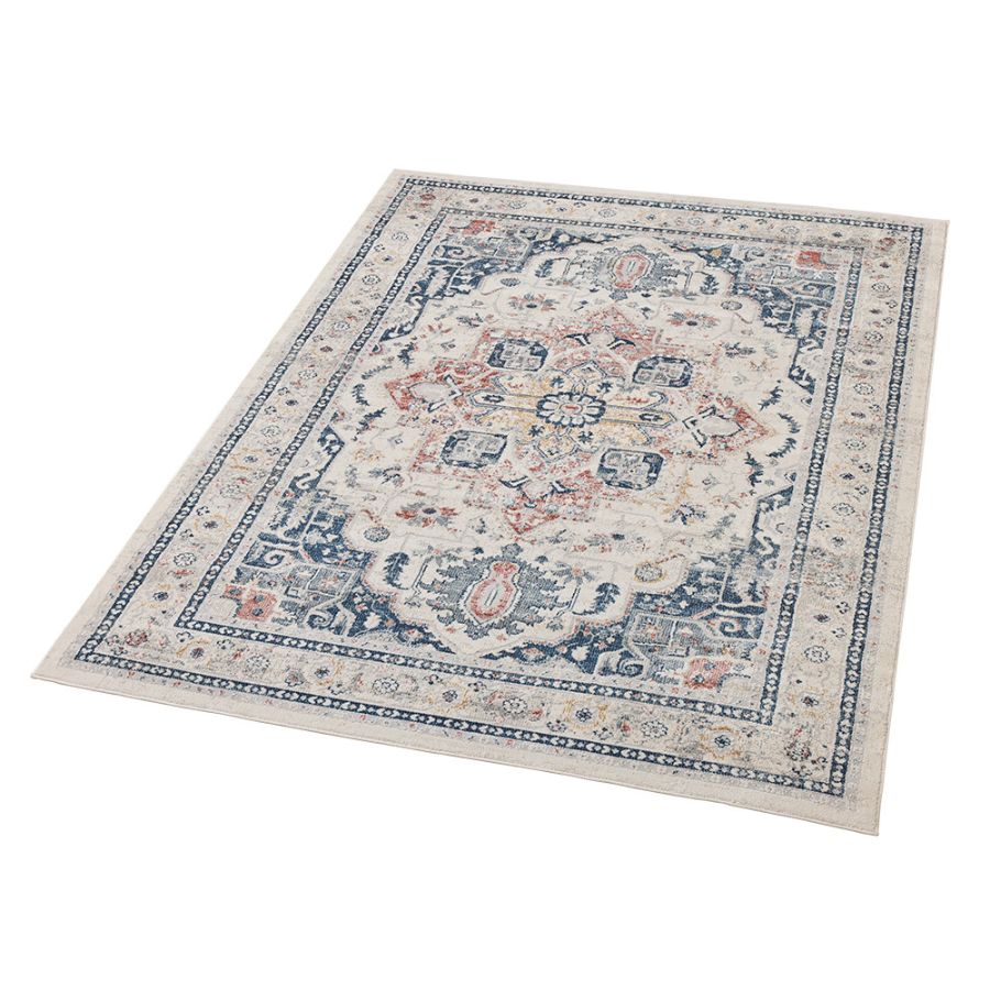 Soreaq Pale Rose and White Traditional Distressed Large Rug