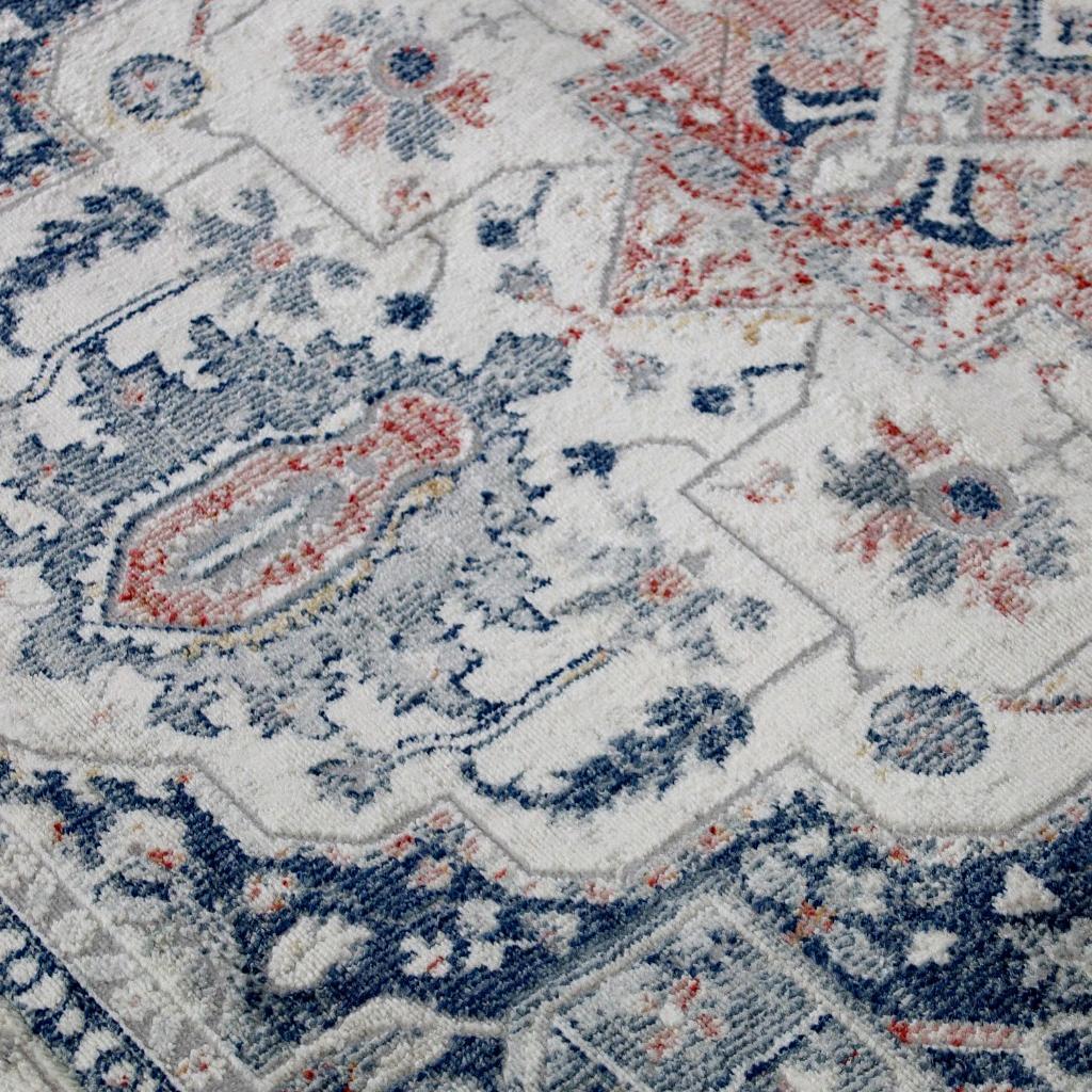 Soreaq Pale Rose and White Traditional Distressed Large Rug