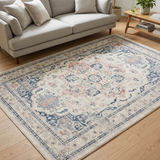 Soreaq Pale Rose and White Traditional Distressed Large Rug