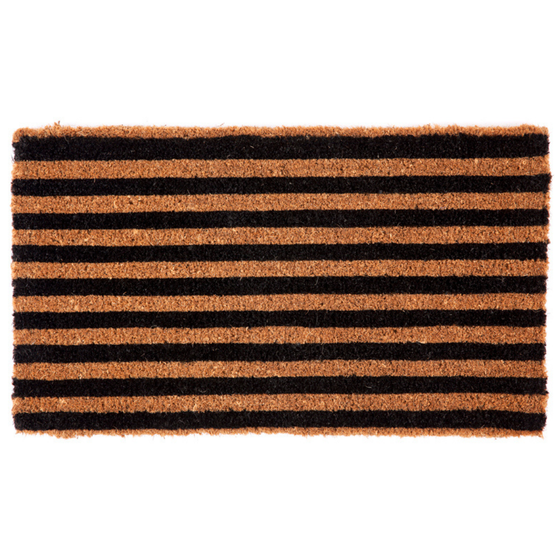 Straight Lines Black striped Coir Doormat - Fab Habitat , Doormats, [product_size],