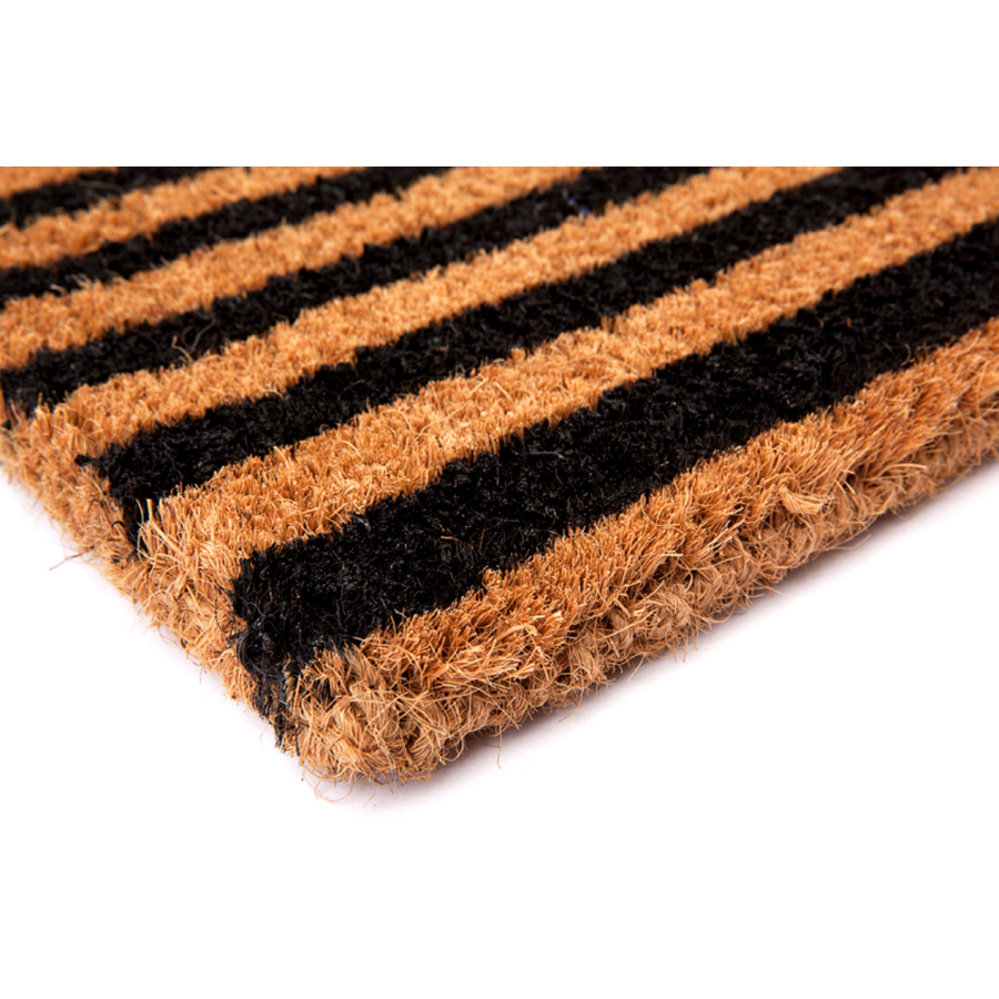 Straight Lines Black Striped Extra Long Coir Doormat - Fab Habitat , Doormats, 