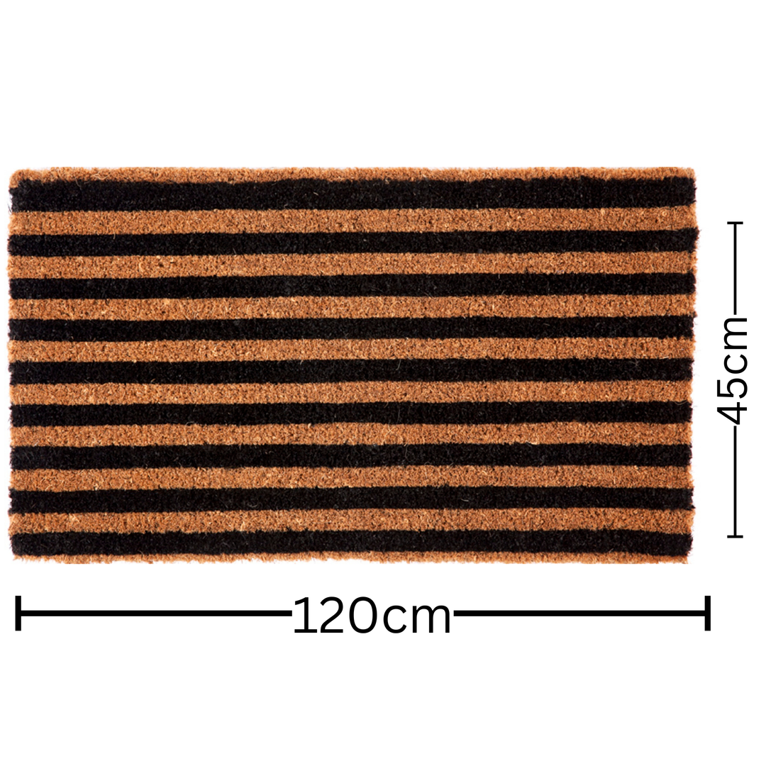 Straight Lines Black striped Coir Doormat