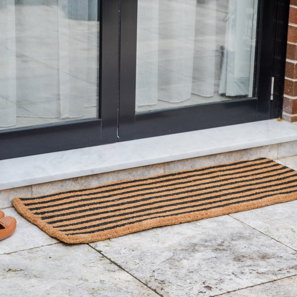 Straight Lines Black striped Coir Doormat - Fab Habitat , Doormats, 