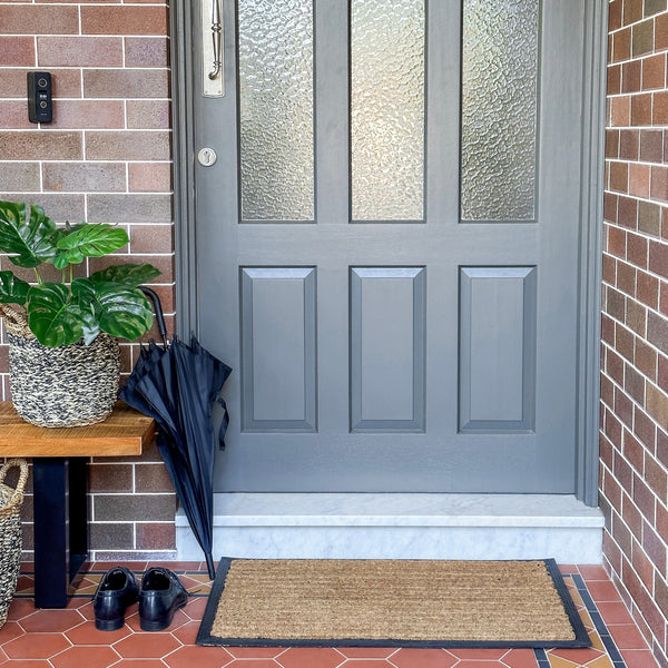 Stripes Rubber Bordered Coir Doormat - Fab Habitat , Doormats, 