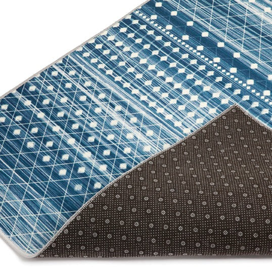 Subarashi Blue Modern Distressed Non Slip Rug - Fab Habitat , Non Slip Rugs, [product_size],