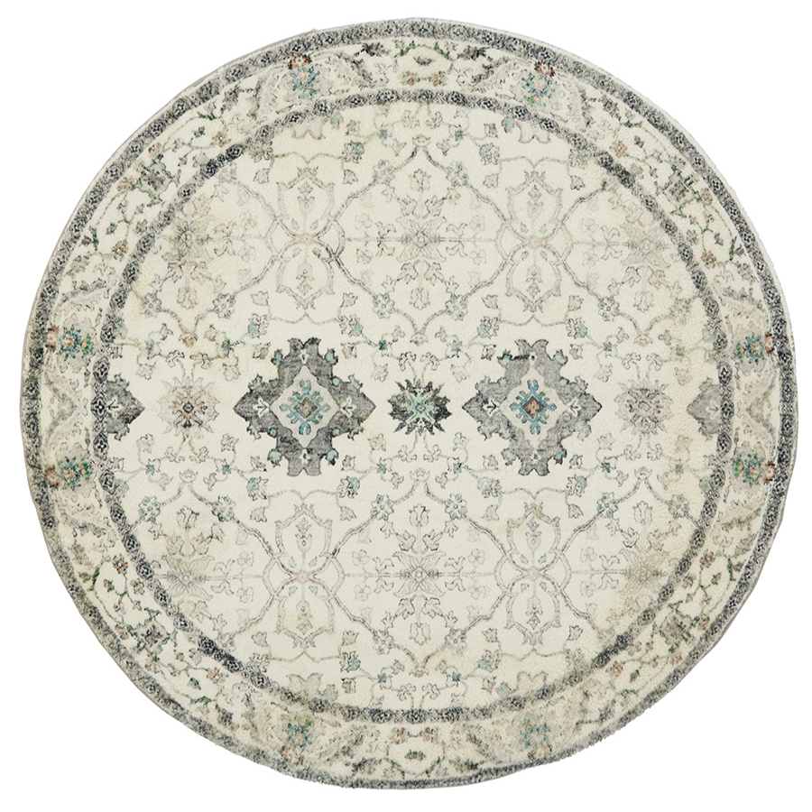 Susa Ivory Multicolour Traditional Large Round Rug - Fab Habitat , Soft And Plush Turkish Rugs, 