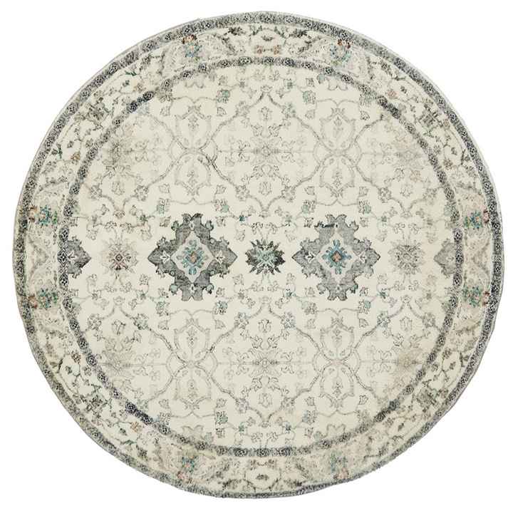 Susa Ivory Multicolour Traditional Large Round Rug - Fab Habitat , Soft And Plush Turkish Rugs, 