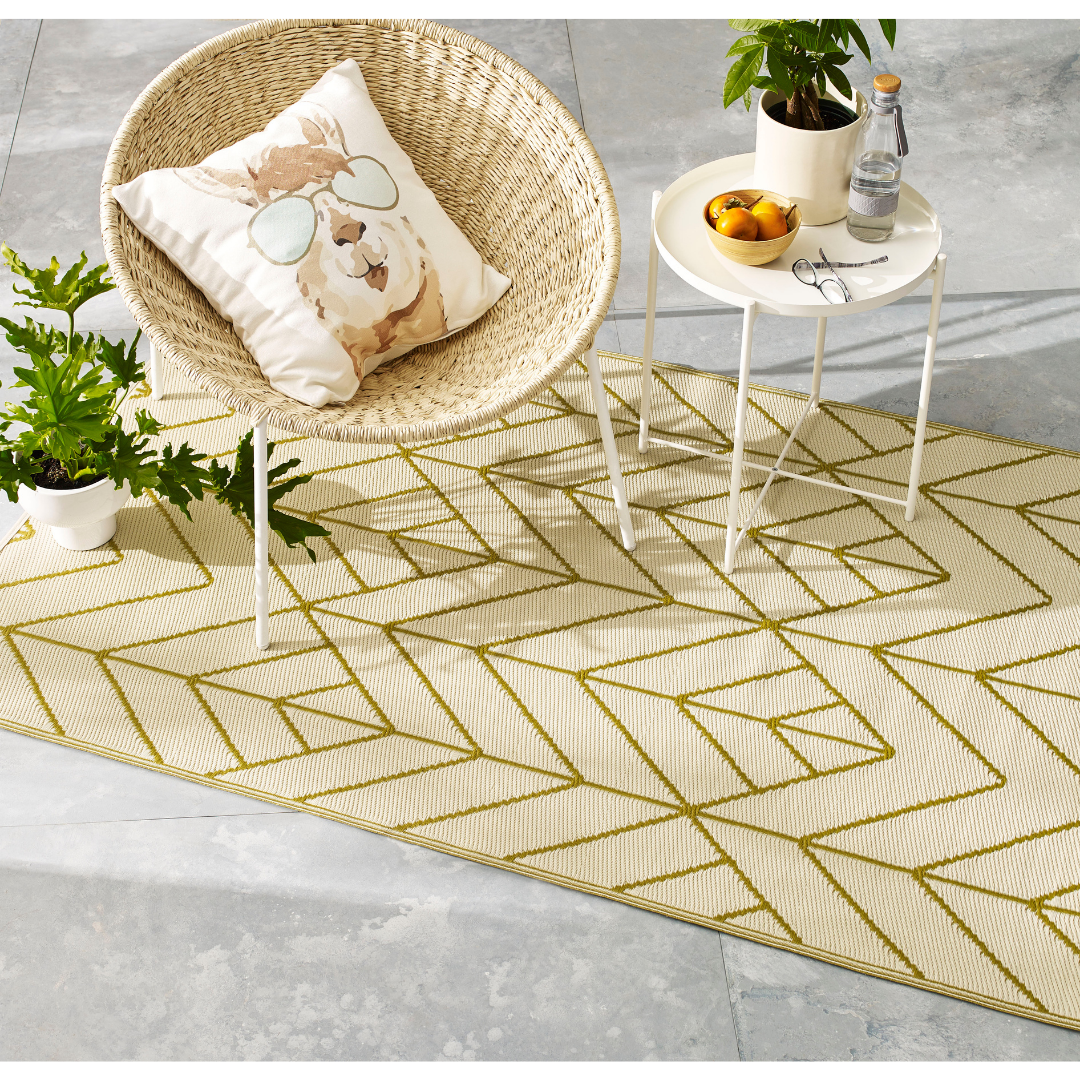 Sydney Gold and Cream Modern Outdoor Large Rug - Fab Habitat , Recycled Plastic Rugs & Mats, 