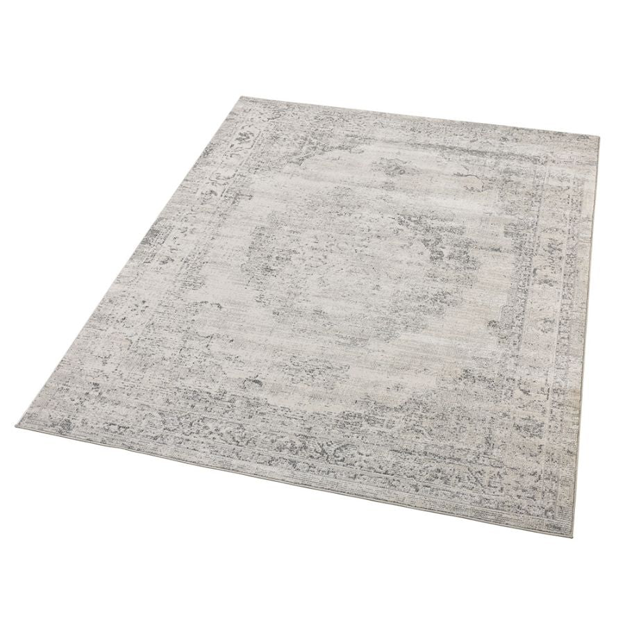 Taipei White and Grey Traditional Distrssed Large Rug