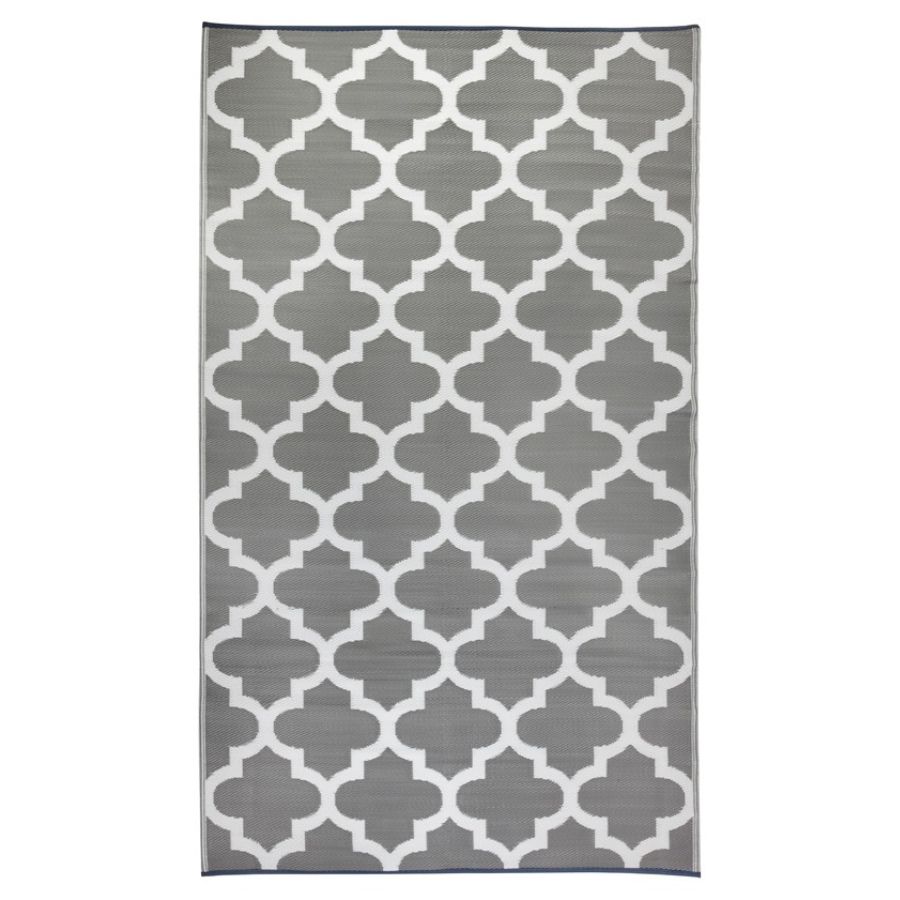 Tangier Grey And White Trellis Recycled Plastic Outdoor Rug - Fab Habitat , Recycled Plastic Rugs & Mats, 