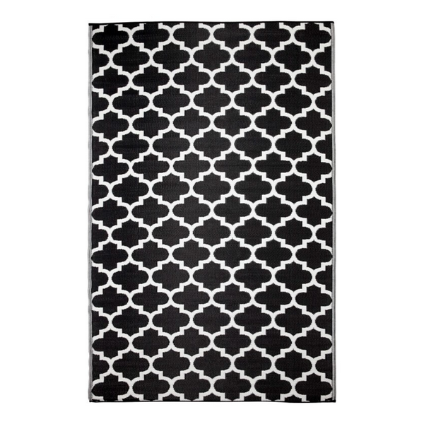 Tangier Black & White Trellis Pattern Foldable Waterproof Large Camping Mat - 270x360 CM - Fab Habitat , Camping Mats, 