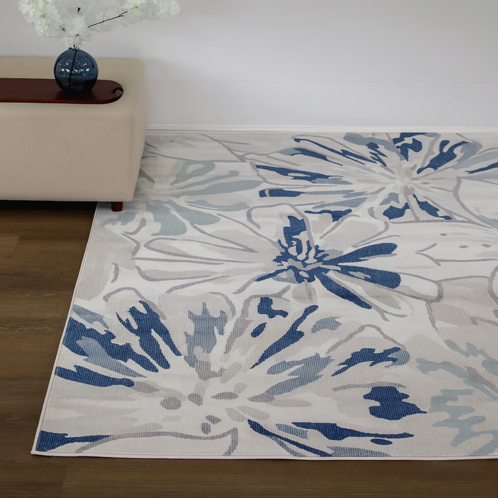 Tawang Navy and Cream Indoor Outdoor Large Rug