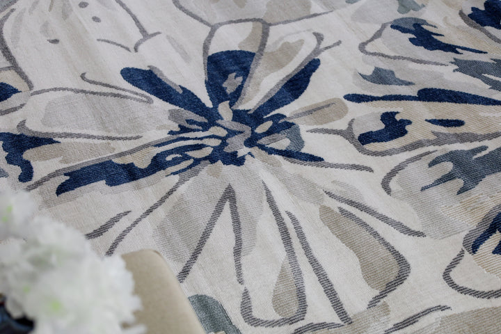 Tawang Navy and Cream Indoor Outdoor Large Rug