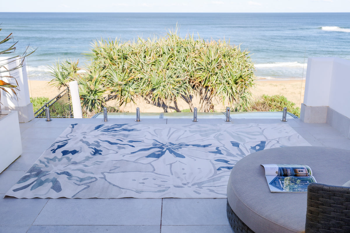 Tawang Navy and Cream Indoor Outdoor Large Rug
