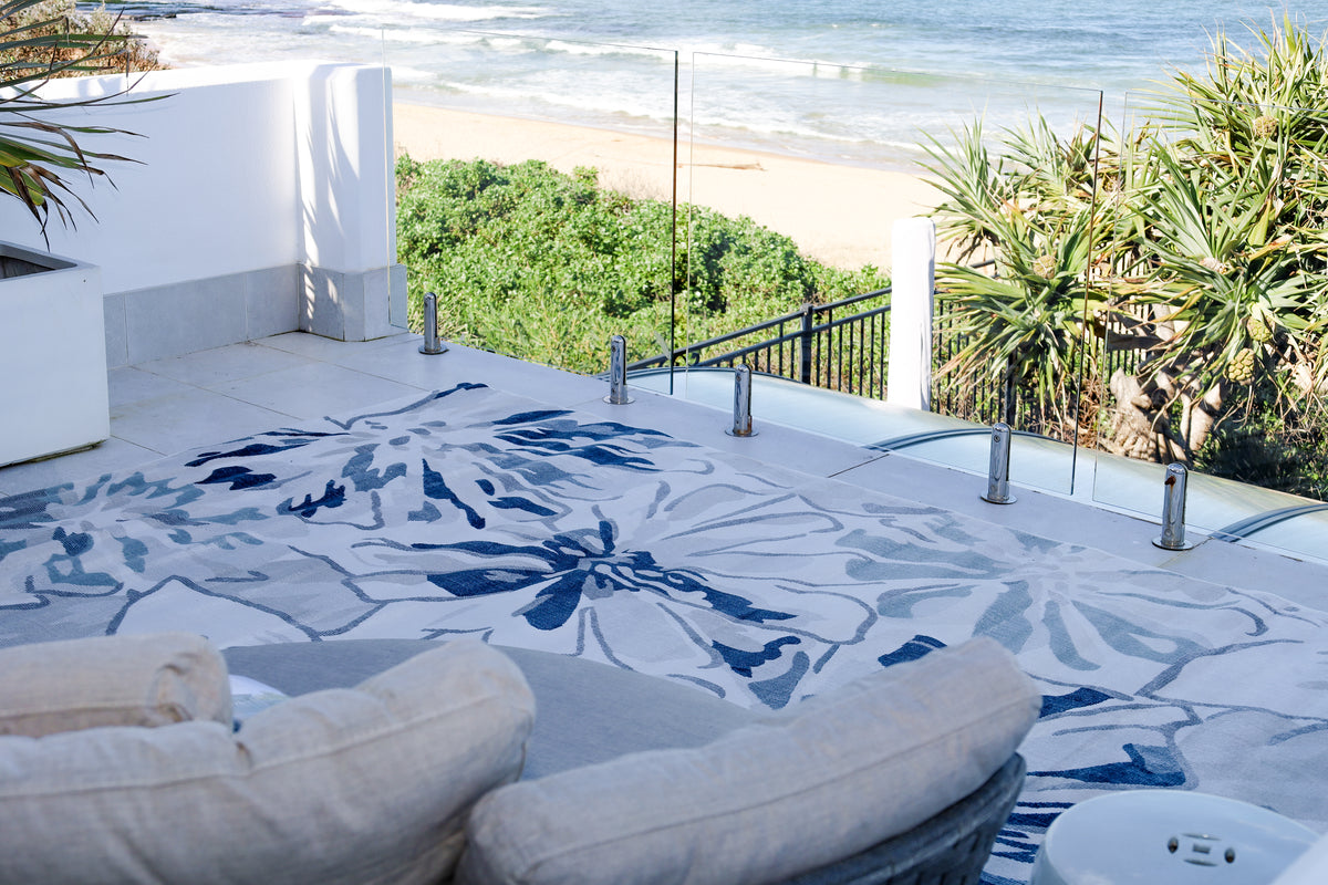 Tawang Navy and Cream Indoor Outdoor Large Rug