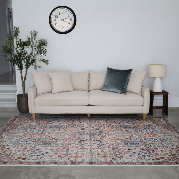 Modern Tejas machine washable rug for living room – beige with dark accents – 150x210 cm – buy online in Australia
