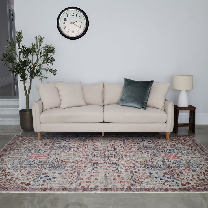 Modern Tejas machine washable rug for living room – beige with dark accents – 150x210 cm – buy online in Australia