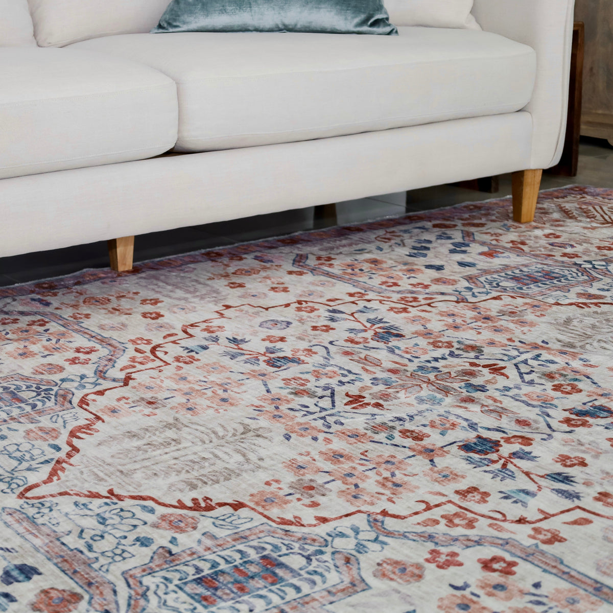 Tejas machine washable rug 150x210 cm – geometric pattern in beige and grey – buy online in Australia