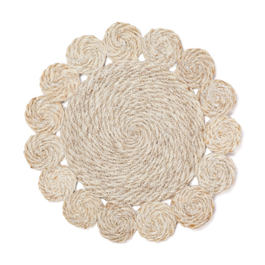 Set Of 4 Tern Decorative 35 cm Jute Round Placemats - Fab Habitat , Placemats, 