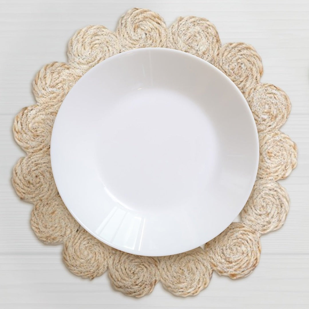Set Of 4 Tern Decorative 35 cm Jute Round Placemats - Fab Habitat , Placemats, 
