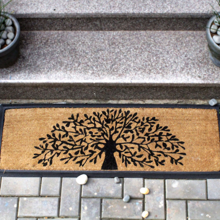 Tree of Life Rubber Bordered Coir Doormat - Fab Habitat , Doormats, [product_size],
