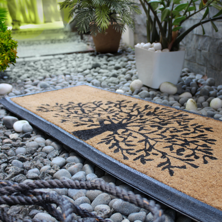 Tree of Life Rubber Bordered Coir Doormat - Fab Habitat , Doormats, [product_size],