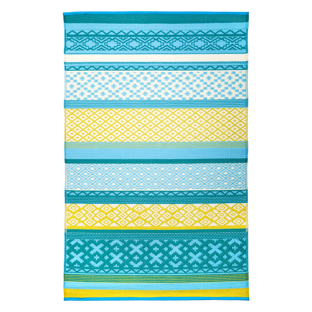 Tromso Multicoloured Blue Scandanavian Recycled Plastic Large Rug - Fab Habitat , Recycled Plastic Rugs & Mats, 