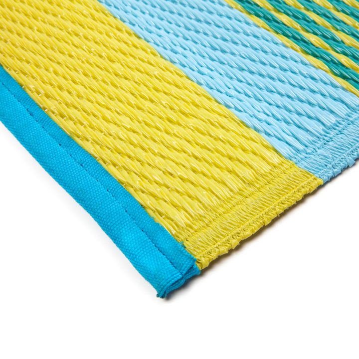 Tromso Multicoloured Blue Scandanavian Recycled Plastic Outdoor Rug - Fab Habitat , Recycled Plastic Rugs & Mats, [product_size],