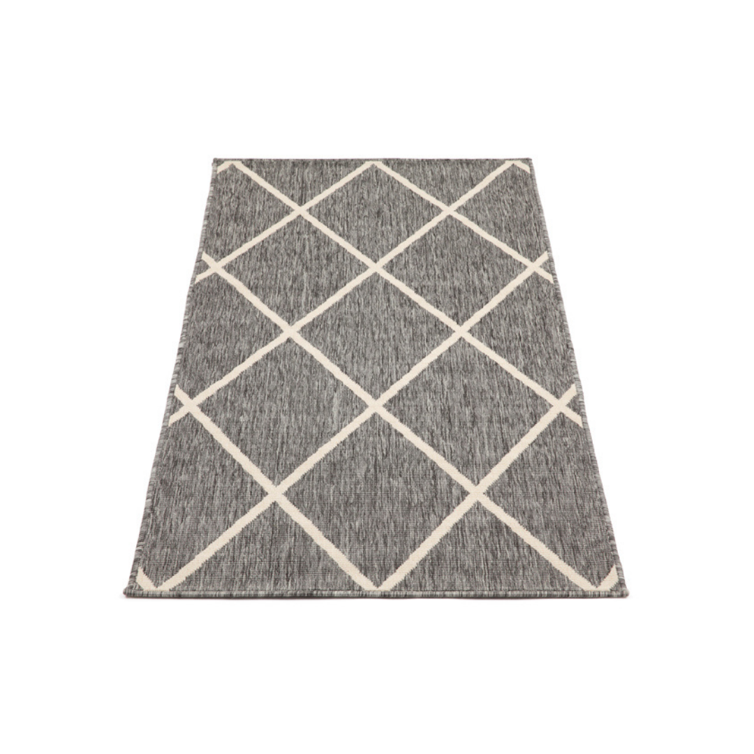 Tucson Diamond Pattern Outdoor Large Grey Rug - Fab Habitat , Outdoor Rugs, 