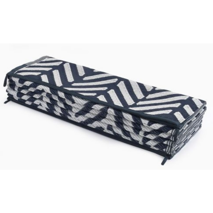Fresno Navy Chevron Recycled Plastic Outdoor Rug - Fab Habitat , Recycled Plastic Rugs & Mats, [product_size],