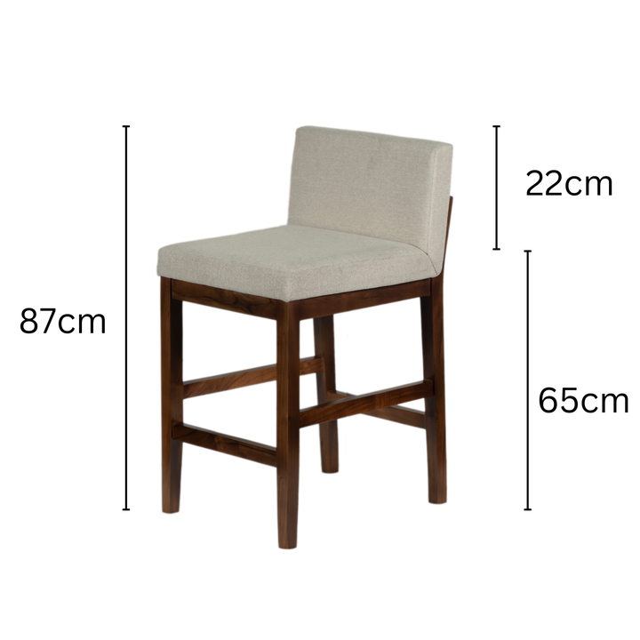 Valea Walnut Barstool with Beige Polyester Seat