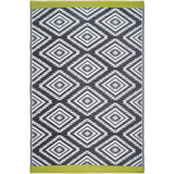 Valencia Grey and White Diamond Recycled Plastic Large Rug - Fab Habitat , Recycled Plastic Rugs & Mats, 