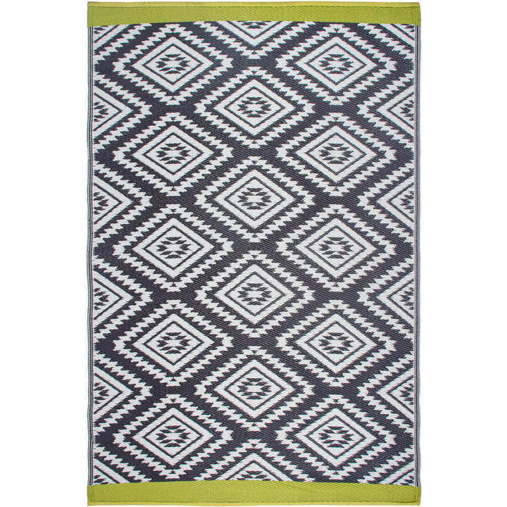 Valencia Grey and White Diamond Recycled Plastic Large Rug - Fab Habitat , Recycled Plastic Rugs & Mats, [product_size],