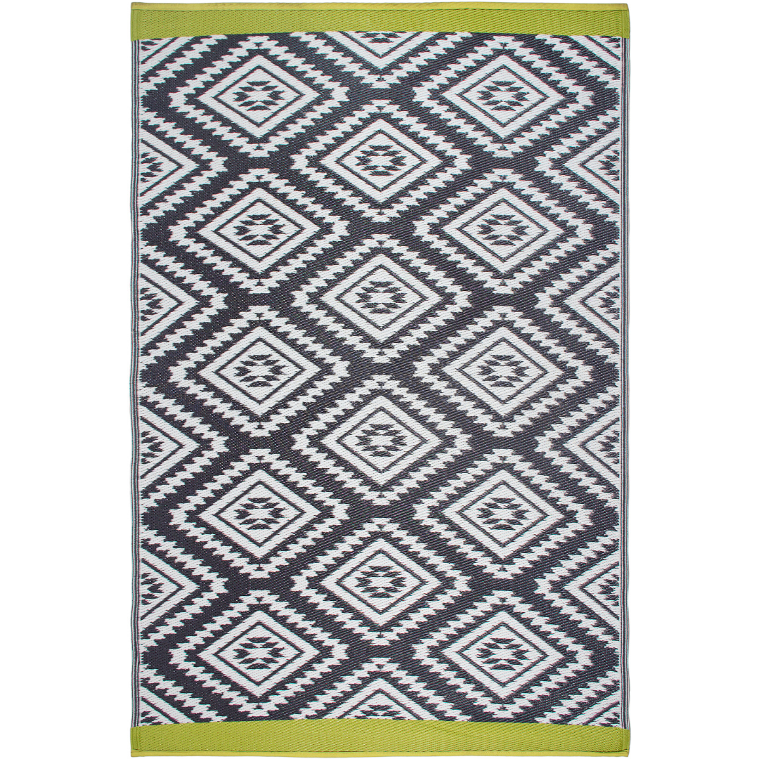 Valencia Grey and White Diamond Recycled Plastic Large Rug - Fab Habitat , Recycled Plastic Rugs & Mats, 