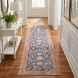 Vama Blue Machine Washable Foldable Runner Rug