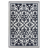 Venice Black and Cream Traditional Recycled Plastic Large Rug - Fab Habitat , Recycled Plastic Rugs & Mats, 