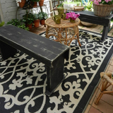 Venice Black and Cream Traditional Recycled Plastic Large Rug - Fab Habitat , Recycled Plastic Rugs & Mats, 