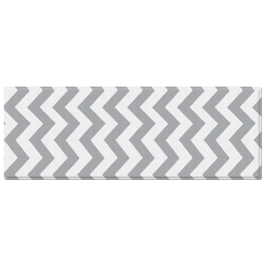 Vento Chevron Grey And White Soft Padded Kitchen Mat - Fab Habitat , Soft Padded Kitchen Mats, 