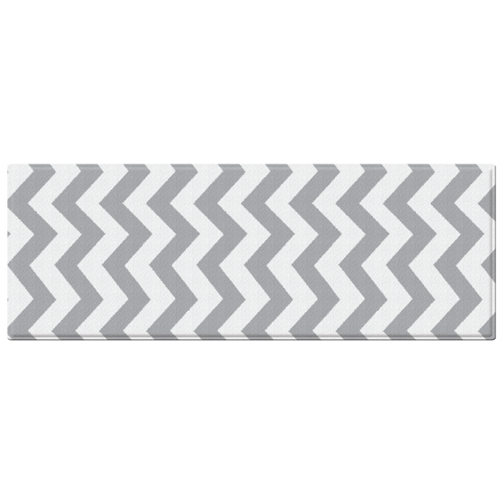 Vento Chevron Grey And White Soft Padded Kitchen Mat - Fab Habitat , Soft Padded Kitchen Mats, [product_size],