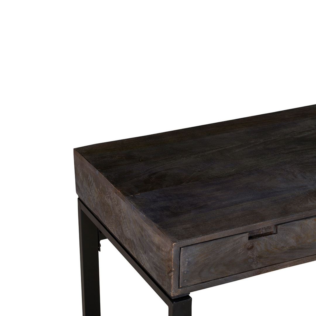 Venus 3 Drawer Charcoal Mango Wood Study or Office Desk - Fab Habitat , Study Desks, 