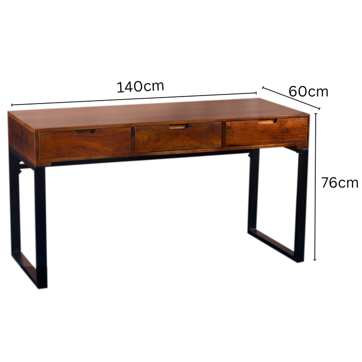 Venus Walnut Finish Solid Wood Modern Design 3 Drawer Study Desk for Home & Office