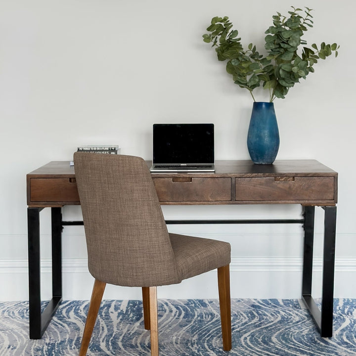 Venus Walnut Finish Solid Wood Modern Design 3 Drawer Study Desk for Home & Office - Fab Habitat , Study Desks, [product_size],