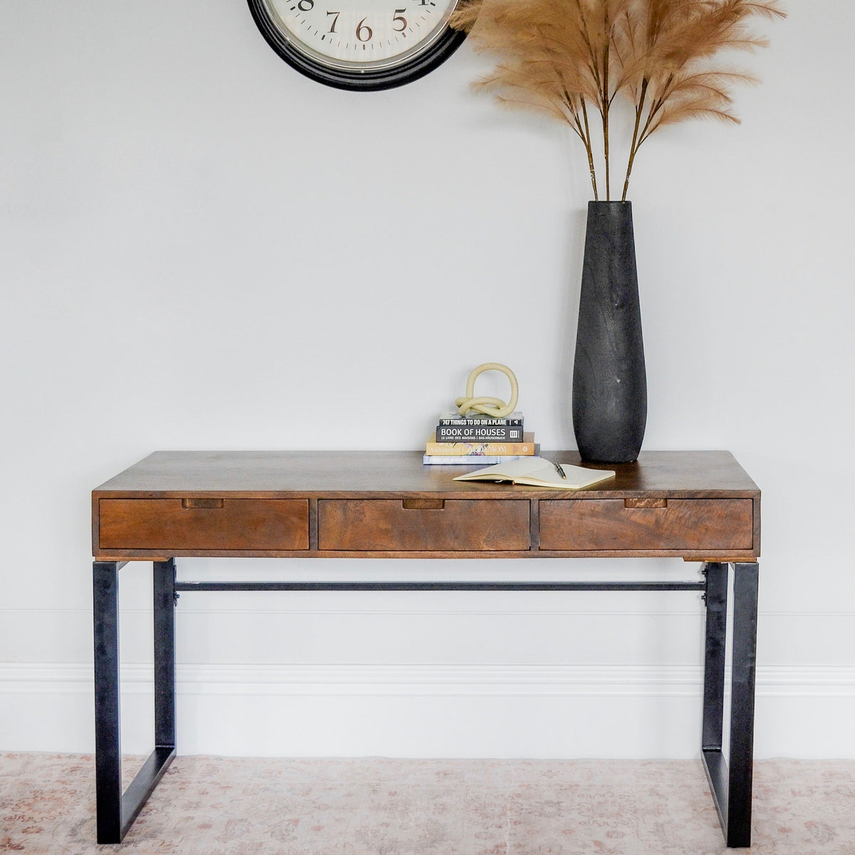 Venus Walnut Finish Solid Wood Modern Design 3 Drawer Study Desk for Home & Office - Fab Habitat , Study Desks, 