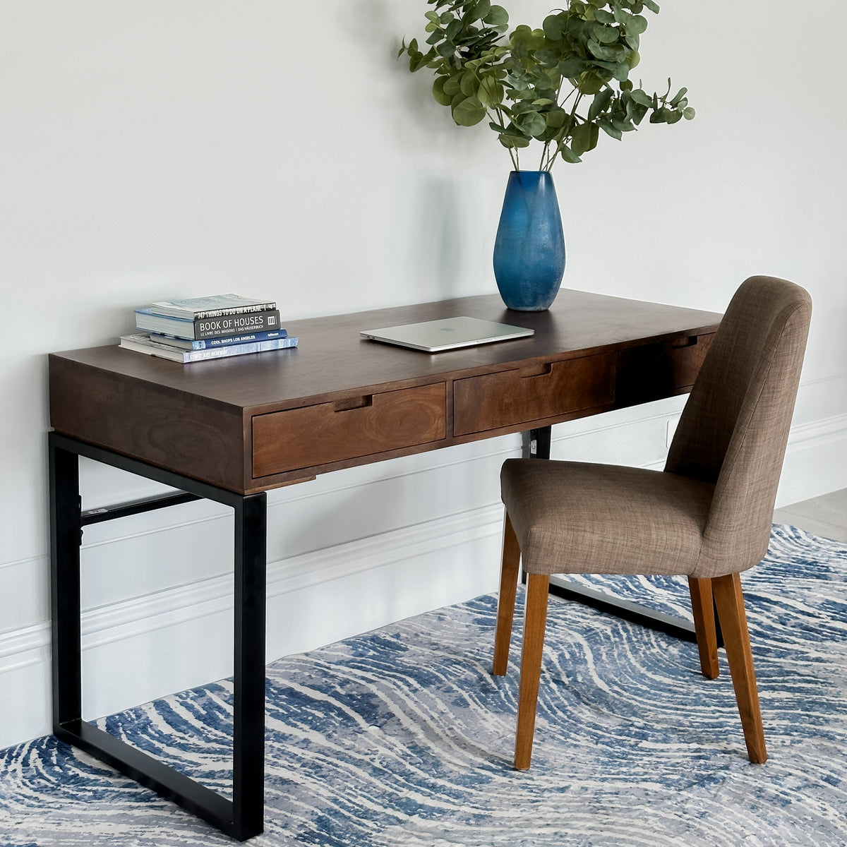 Venus Walnut Finish Solid Wood Modern Design 3 Drawer Study Desk for Home & Office - Fab Habitat , Study Desks, 